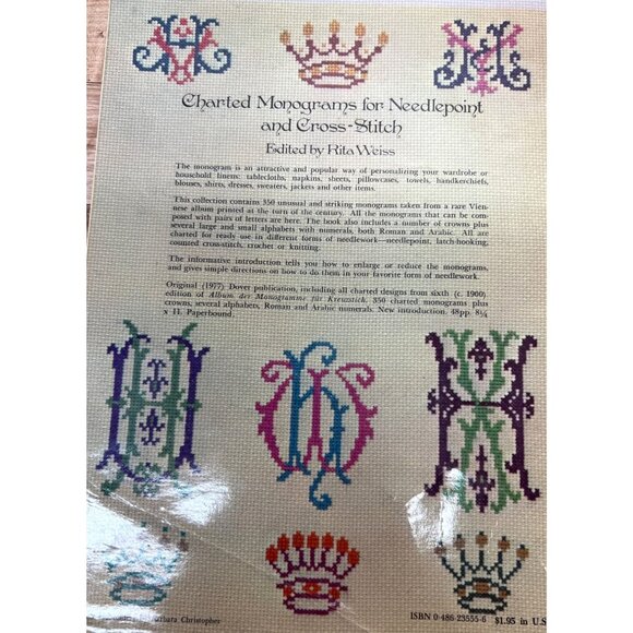 Charted Monograms For Needlepoint & Cross-Stitch Edited By Rita Weiss 1980 Softc - Picture 2 of 3